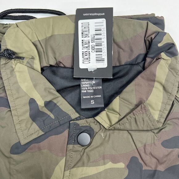 NWT Smith Men US S Olive Camo Coaches Jacket Snap Front Windbreaker | $200 - Picture 12 of 12